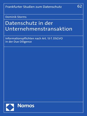 cover image of Datenschutz in der Unternehmenstransaktion